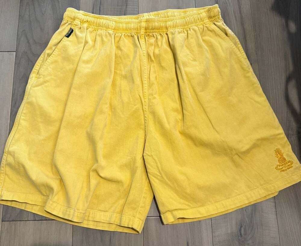 Vintage Crazy Shirts Hawaii Pineapple Dyed Yellow Elastic Waist Shorts XXL